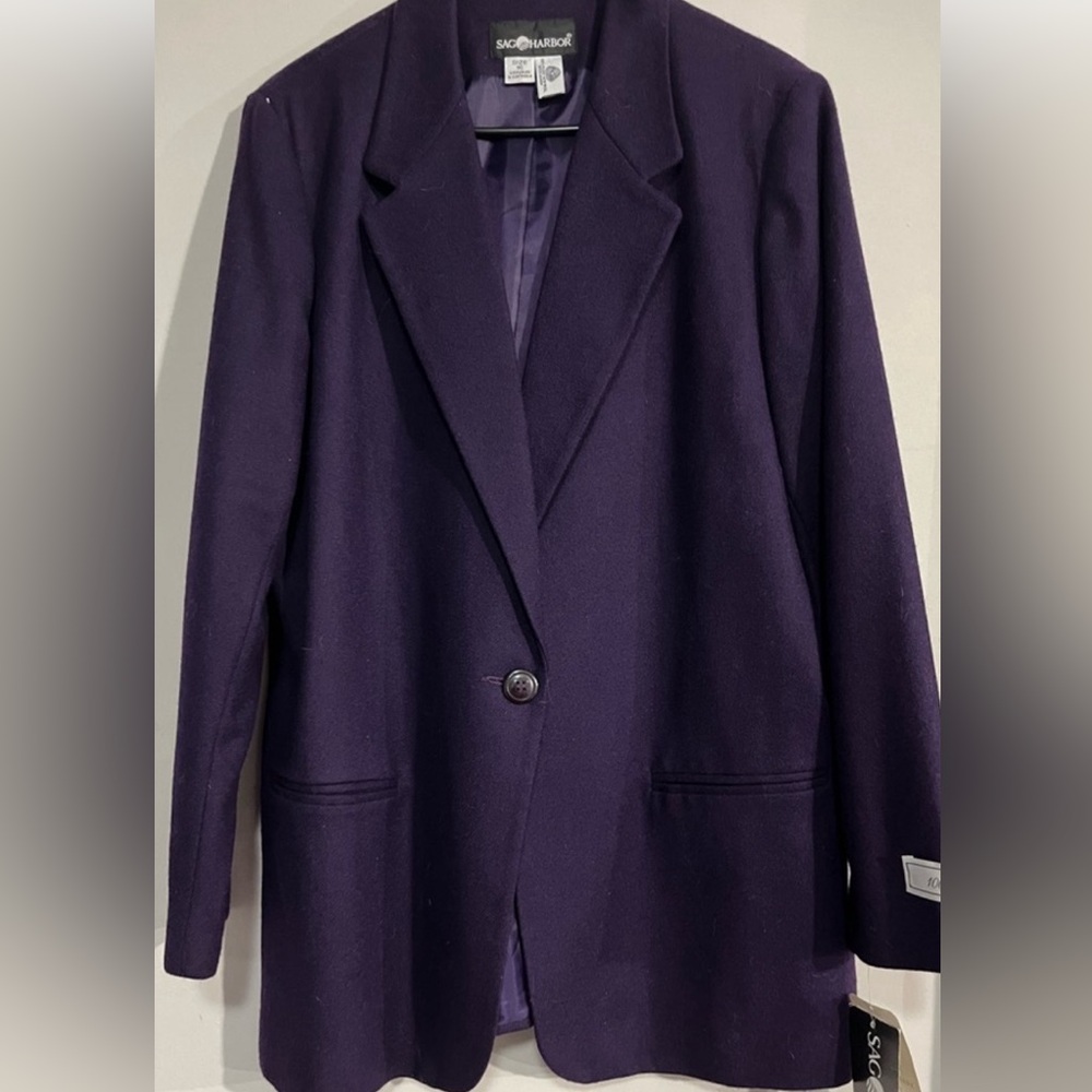 SAG HARBOR 100 % Wood BLAZER GRAPE COLOR SIZE 16 NWT